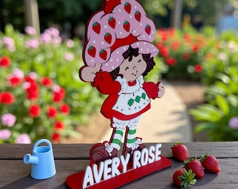 Strawberry Shortcake Wood Centerpieces - Wood Name - Party - Celebration - Décor - Girl - Birthday - 100% Hand Painted Not Printed