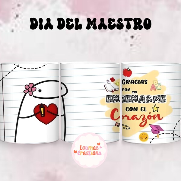 Gracias por Enseñarme  | Feliz Día del Maestro | Teacher coffee Mug  Sublimation Design | Teachers Gift Teach love inspire seamless