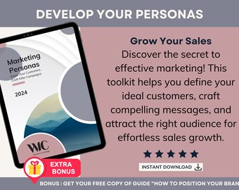 Marketing Personas for Entrepreneurs | Worksheets to Target Your Ideal Customers & Boost Sales | Printable ebook PDF | Step by Step guide