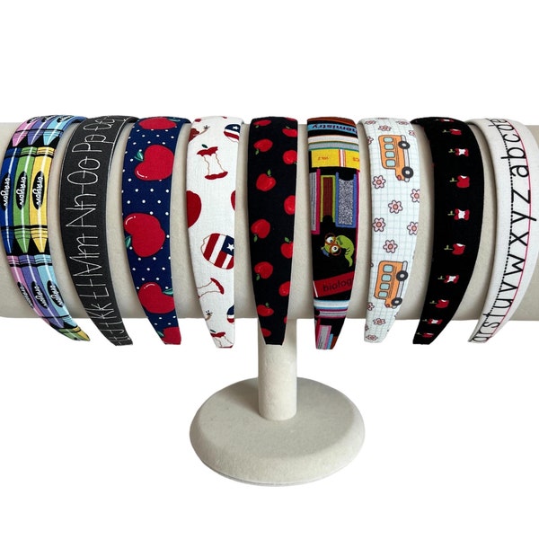 Back to School Fabric Headbands for teachers. Alphabet, Crayons, Apples