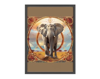 Elefante pacifico / Stampa artistica di manifestazione ispiratrice e potenziante / Elemento terra / Chakra della radice e sacrale / Arte della parete di energia positiva