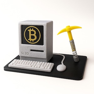 Retro Computer Fidget Toy: Bitcoin Miner Desk Decor (3D Print)
