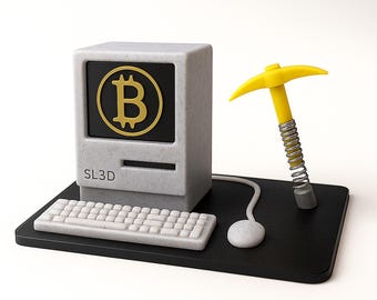 Retro Computer Fidget Toy: Bitcoin Miner Desk Decor (3D Print)