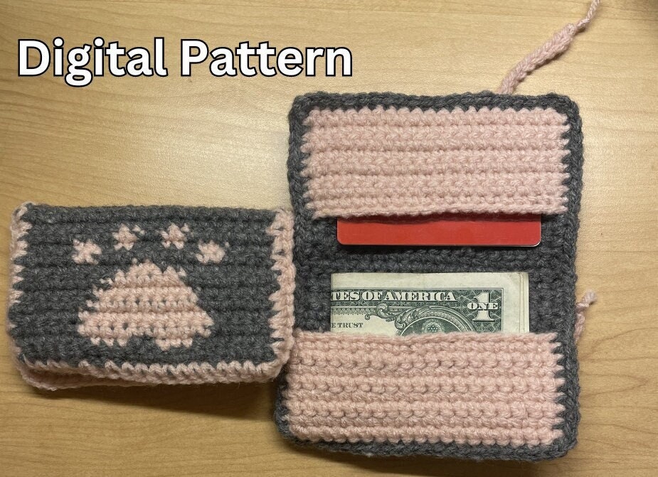 40 Small Purse Crochet Patterns for Chic, Portable Bags and Mini Accessories 36 Crochet Paw Print Wallet