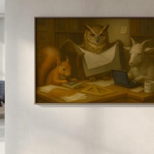 Lustiges Tier Büro Kunst | Eule Architekt | Ziegen-Programmierer | Eichhörnchen-Buchhalter-Druck | Arbeitsplatz Humor Decor