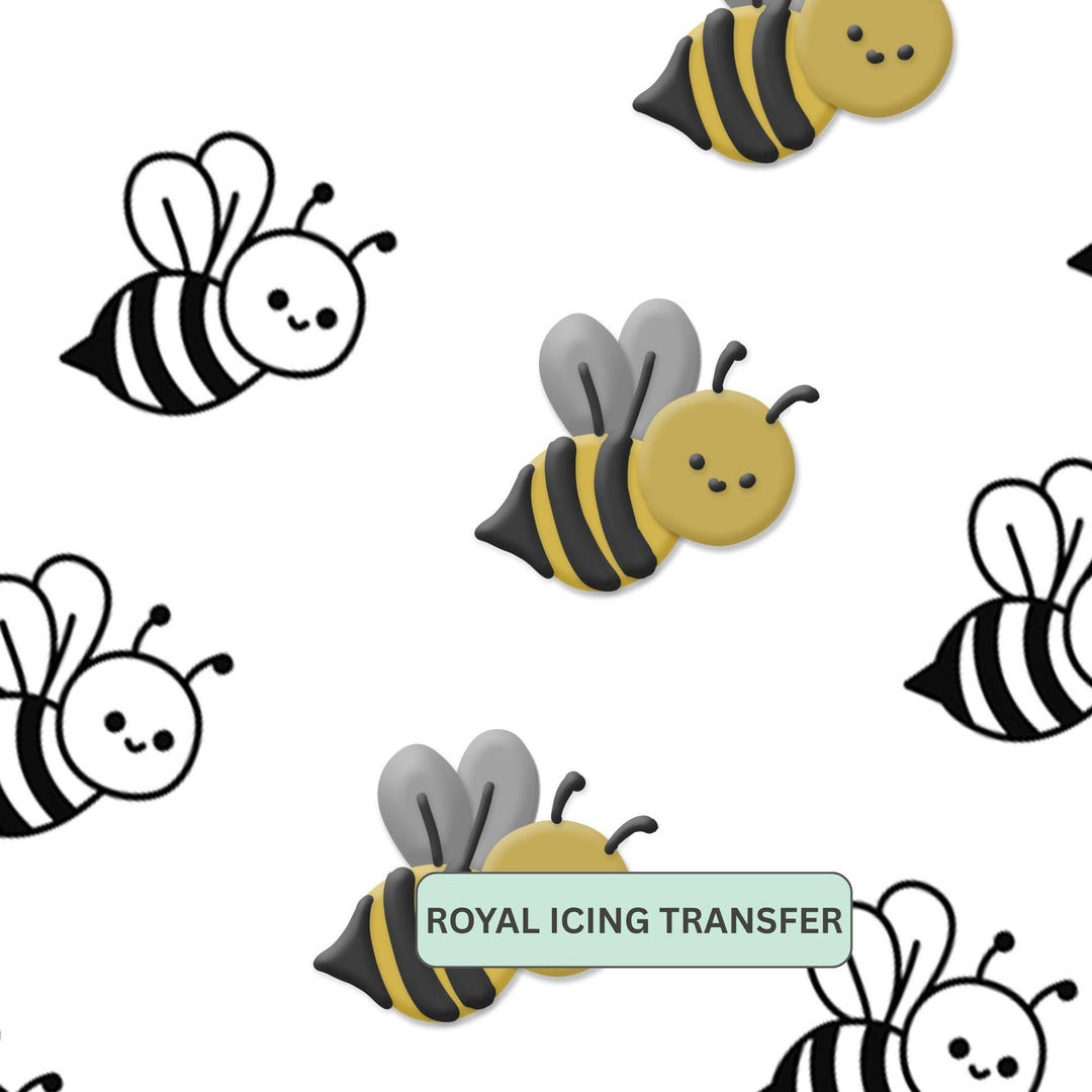 Bumble Bee Royal Icing Transfer Template, Spring Cookie Decorating (PDF ...