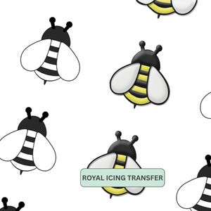 Bumble Bee Royal Icing Transfer Template, Cookie Decorating (PDF Download)
