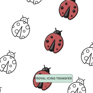 Plantilla de transferencia de glaseado real de mariquita para decorar galletas de primavera (descarga en PDF) (tamaño carta y A4)