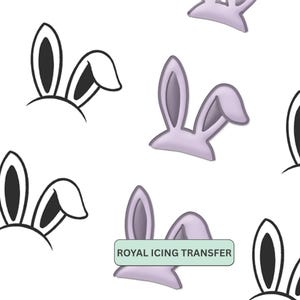 Bunny Ears Royal Icing Transfer Sheet Printable, Easter Cookie Decorating Template, Instant Download PDF