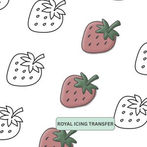 Strawberry Icing Transfer Template, Cookie Decorating Guide (PDF Download)