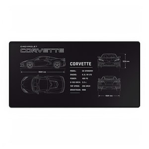 Chevrolet Corvette C8 Stingray Blueprint Desk Mat | Spec Sheet Mouse Pad