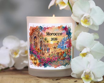 Morocco Travel Candle, Travel Souvenir, Morocco Trip, Morocco Vacation, Surprise Trip Gift, Marrakech, Destination Reveal, Moroccan Gift