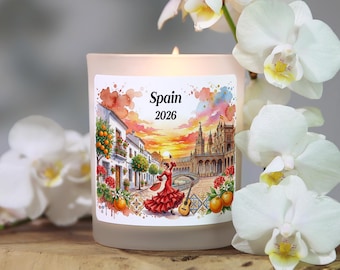 Spain Candle, Spain Souvenir Favor Gift, Madrid Spain Gift, Spain Keepsake, Spain Trip, Barcelona Gift, Destination Reveal, Surprise Trip