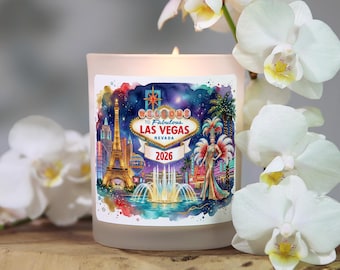Las Vegas Candles, Custom Las Vegas Souvenir Favor Gift, Vegas Bachelorette, Las Vegas Wedding Favors, Vegas Trip Travel Candle, Nevada Gift