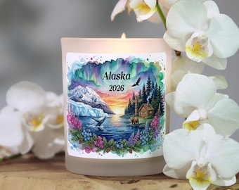 Alaska Travel Candle, Alaska Souvenir Favor Gift, Alaska Vacation Gift for Alaska Lover, Moving Away Gift, Alaska Home, Alaska State Gift
