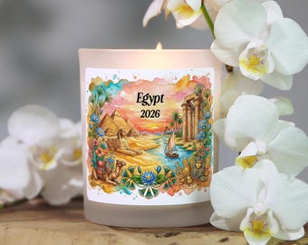 Custom Egypt Candle, Egypt Souvenir Favor Gift, Egypt Gift Keepsake, Egypt Vacation, Egypt Trip, Surprise Trip, Egyptian Gift, Travel Candle
