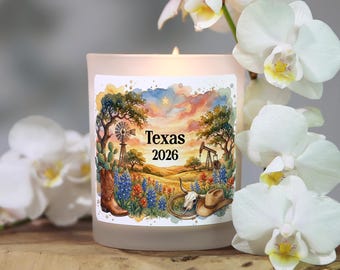 Texas Candle, Texas Gift Idea Travel Candle, Texas Pride Gift, Texas Souvenir, Texas Travel Gift, Custom State Gift, Texas Wedding Favors