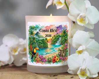 Costa Rica Candle, Costa Rica Souvenir Favor Gift, Costa Rica Gifts, Costa Rica Trip Announcement, Costa Rica Vacation, Surprise Trip Gift
