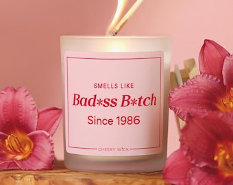 Personalized 40th Birthday Candle, Badass Birthday Gift for Her, Birth Year Candle, Funny 40th Gift for Best Friend, Fortieth Birthday Her