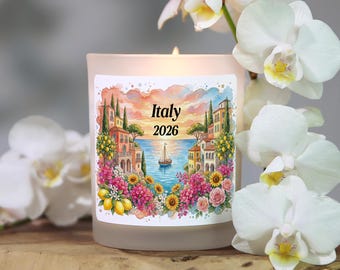 Italy Keepsake Travel Candle, Italy Souvenir Favor Gift, Italy Wedding Favor, Bachelorette Favors, Italy Vacation Gift, Italy Trip Reveal
