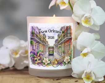 New Orleans Candle, New Orleans Souvenir Favor Gift, New Orleans Keepsake, Louisiana Gift Idea, Travel Candle, Mardi Gras Bourbon Street