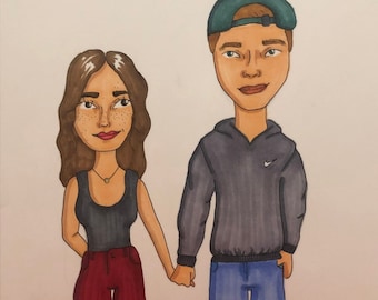 Custom Hand Drawn Couple Portrait