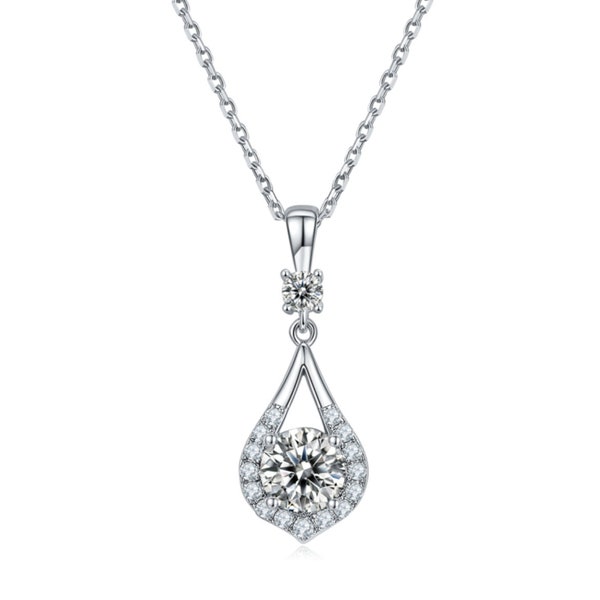 1 Ct moissanite diamond drop necklace earrings genuine labgrown ruby sapphire emerald gemstone necklace jewel set teardrop earrings platinum