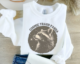 Cosmic Trash Panda Sweatshirt, Raccoon Sweatshirt, Vintage Sweatshirt, Raccoon Meme Shirt, Funny Raccoon Shirt, Aesthetic Sweatshirt