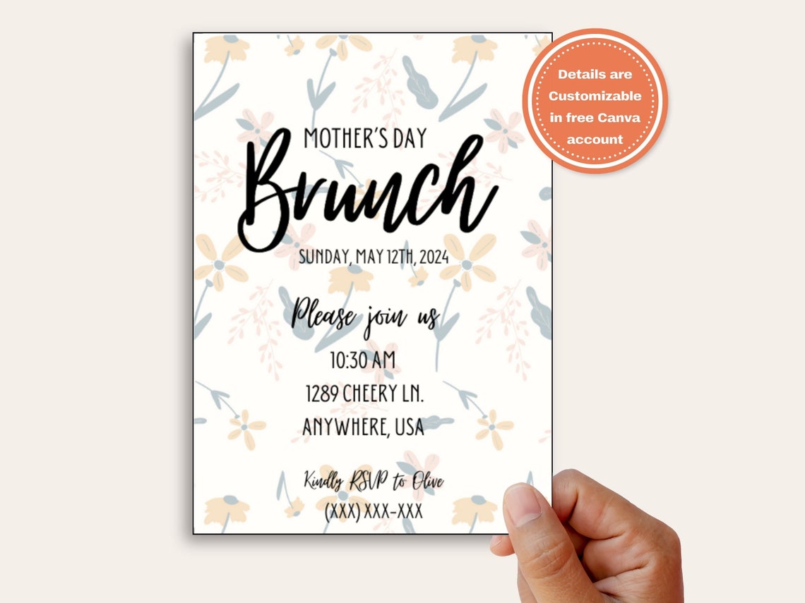 Mother's Day Brunch Invitation, Editable Mothers Day Brunch Invitation ...