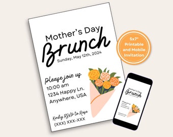 Mother's Day Brunch Invitation, Editable Mothers Day Brunch Invitation ...