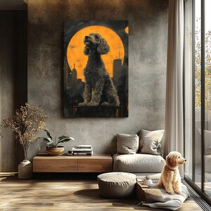 Charcoal Black Doodle Goldendoodle Portrait - Modern Dog Art for Home | Canvas