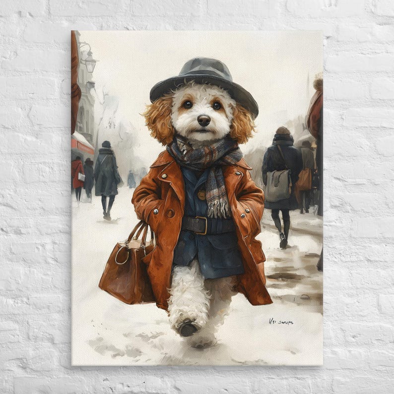 Elegant Cavapoo in Classic Outfit - Luxury Dog Wall Art Canvas | Cute ...