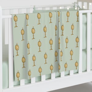 Beautiful Eucharist Baby Swaddle Blanket - Sage Green