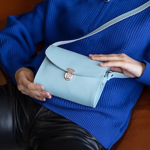 Blue womens leather handbag, mini bag, small bag, crossbody bags, birthday gift, fashion shoulder bag