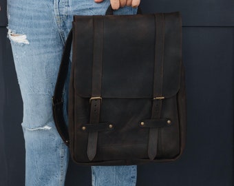 Sac à dos personnalisé en cuir, sac à dos de travail, sac à dos de ville, cadeau pour mari, sac à dos pour ordinateur portable, sac à dos spacieux, cadeau pour petit ami
