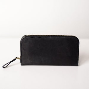 Schwarze Leder Geldbörse, handgemachte schlanke Brieftasche, personalisierte Damen Geldbörse, Geldtasche, Kartengeldbörse, Geschenk für sie, Leder-Accessoires