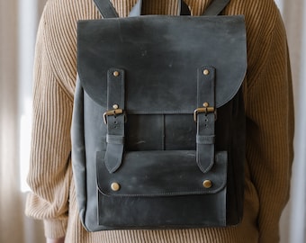 Backpack for men, fathers day gift, leather haversack, large backpack, gift for men, leather knapsack, gift for husband