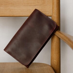 Burgundy leather wallet, personalized womens wallet, minimalist slim wallet, ladies wallet, valentine gift for her, leather accessories