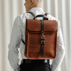 Mochila de couro masculina, mochila personalizada para laptop, mochila de trabalho, mochila de escritório, presente de Natal para ele, mochila para faculdade, presente para ele