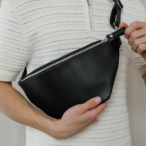Gürteltasche aus Leder für Männer, schwarze Gürteltasche, Gürteltasche für jeden Tag, Gürteltasche in der Stadt, Weihnachtsgeschenk, Herrentasche, Weihnachtsgeschenk für ihn