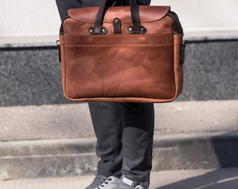 Personalized leather men messenger bag, business shoulder bag, work office crossbody bag, groomsmen gift, custom briefcase, fathers day gift