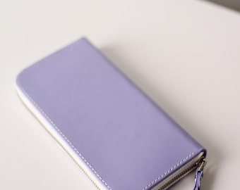Long leather ladies wallet, handmade womens zipper wallet, personalized gift for her