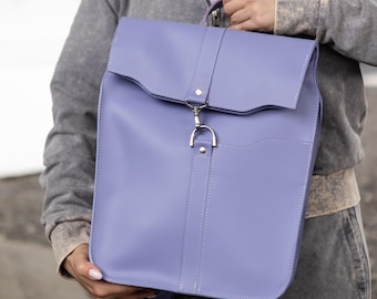 Large leather backpack, travel knapsack, minimalist city rucksack, everyday daypack, birthday gift for women