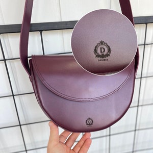 Genuine leather personalized half moon bag, woman semicircular bag, college bag, student crossbody bag, anniversary gift