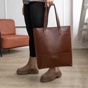 Leder Shopper Tasche, große Damenhandtasche, minimalistische Tasche, Studenten College Arbeitstasche, Valentinstag Geschenk, Schultertasche, Geschenk für Sie