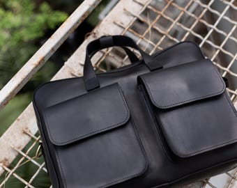 Large work bag, custom laptop case, genuine leather briefcase