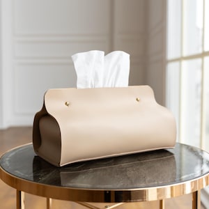 Leather tissue organizer, car napkin storage, personalized tissue box cover, hotel restaurant cafe leather accessories, housewarming gift
