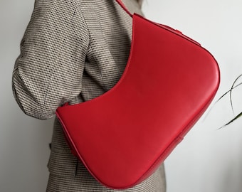 Women leather shoulder bag, genuine leather minimalist bag, evening bag, leather purse, elegant bag, gifts for her, anniversary gift