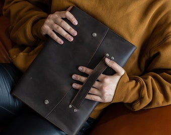 Leather laptop case, laptop sleeve, document holder, leather organizer, leather envelope, laptop accessories