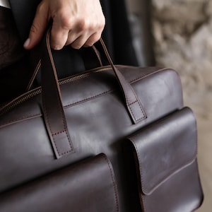 Leather laptop bag, crossbody messenger bag, women briefcase, satchel bag, women work bag, 3rd anniversary gift, office handbag, wife gift image 11